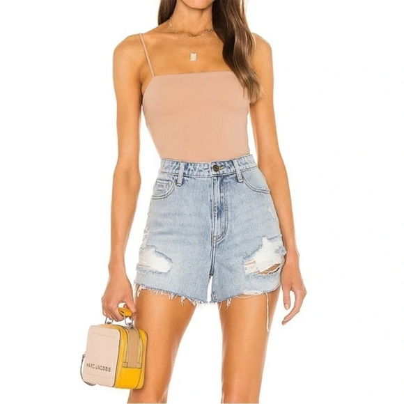 Show Me Your Mumu Phoenix Shorts in Cyprus Sea Frayed Light Wash Denim - Picture 4 of 6